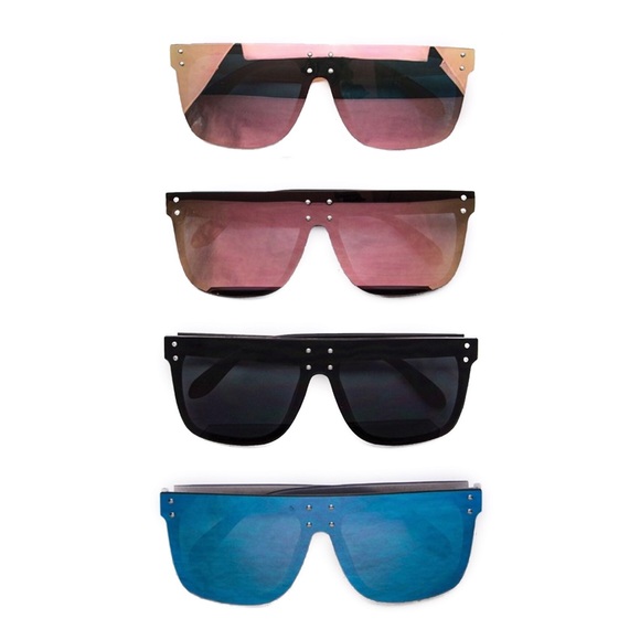 Mirror Lens Oversized Flat Top Sunglasses - Picture 3 of 5